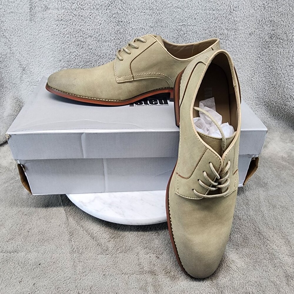 Kenneth Cole Unlisted Shoes Mens Size 8 Blake Buck Taupe Lace Up Dress *NWT*